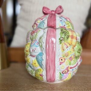 Ceramic Easter Egg Cookie Jar with Lid
